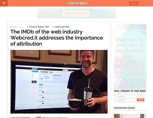 www.Webcred.it on Startup Daily, March 2014