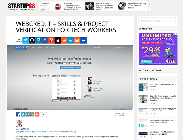 www.Webcred.it on Startup88, June 2015