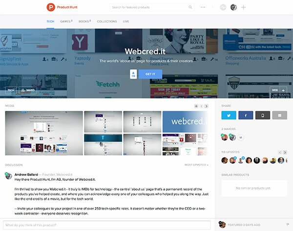 www.Webcred.it on Product Hunt, September 2015